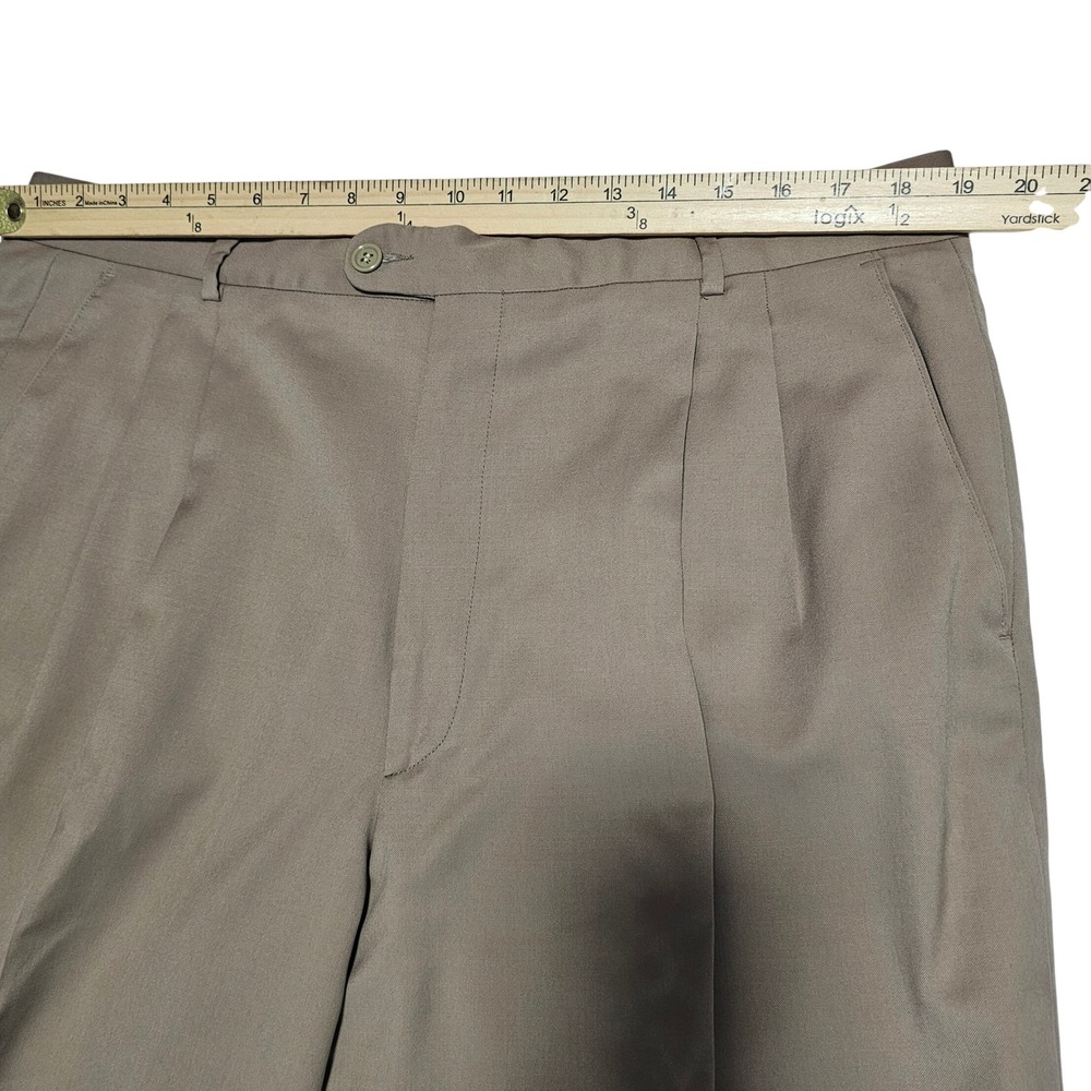 Metropolitan View Bloomingdales Mens 38x27 Wool Pleated Cuffed Dress Pants Italy - Picture 8 of 12